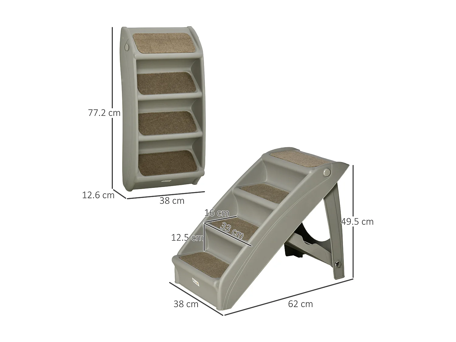 Scaletta per cani pieghevole 4 gradini antiscivolo max 20kg