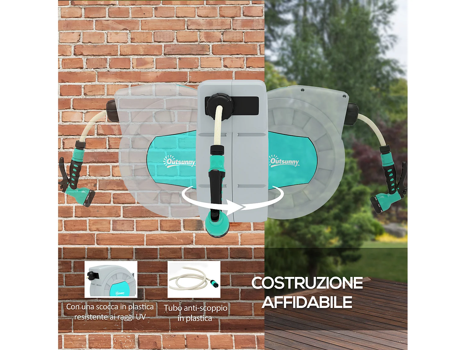 Avvolgitubo automatico a parete e portatile 30+2m e 7 getti