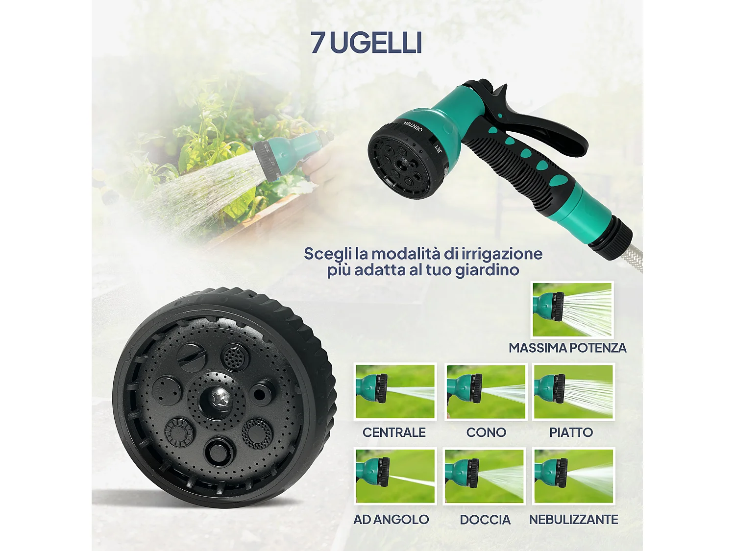 Avvolgitubo automatico a parete e portatile 25+2m e 7 getti