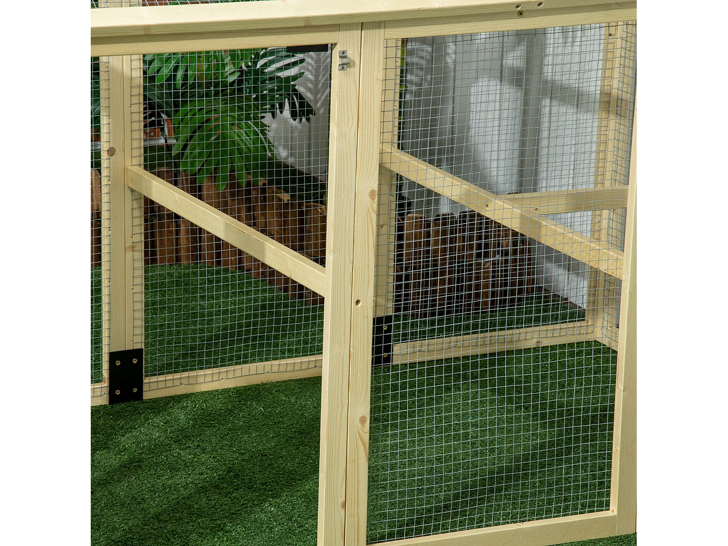 Recinto per galline all'aperto in legno 140x88.5x106 cm