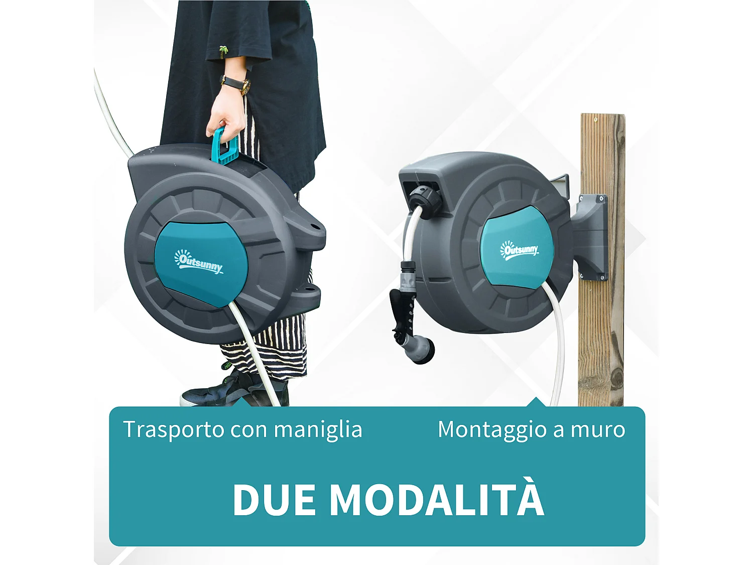 Avvolgitubo automatico a parete girevole a 180° tubo 15m