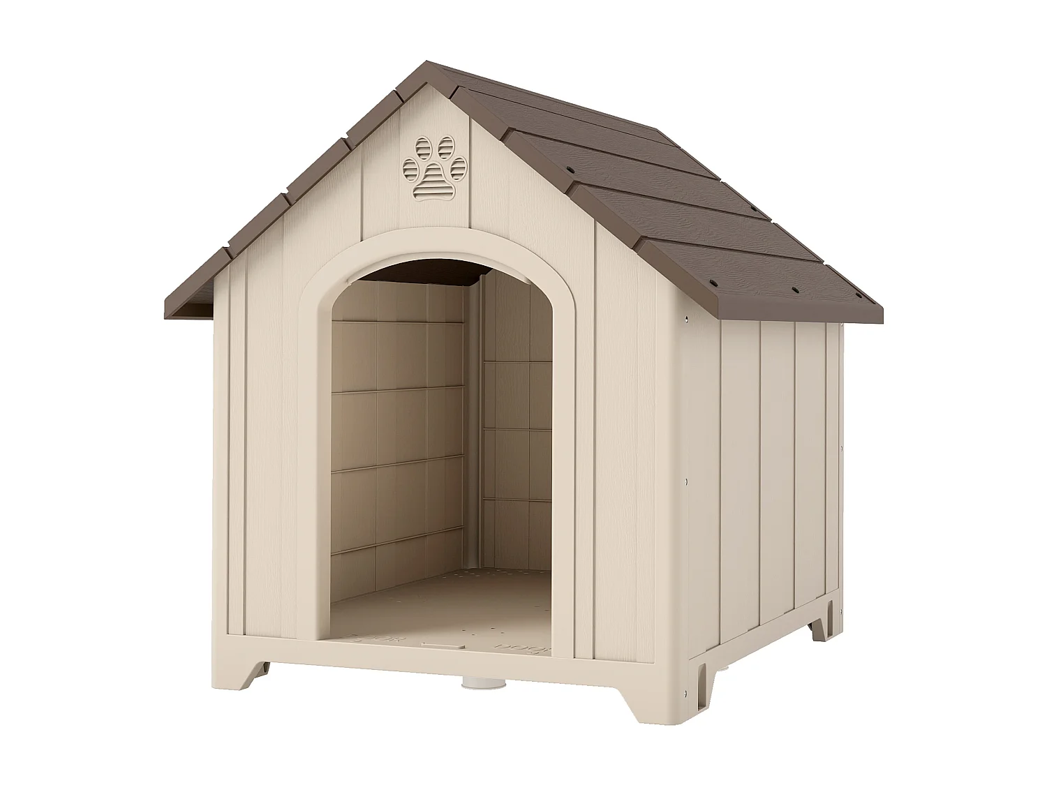 Cuccia per cani in pp con tetto inclinato 88x78x89 cm beige e marrone
