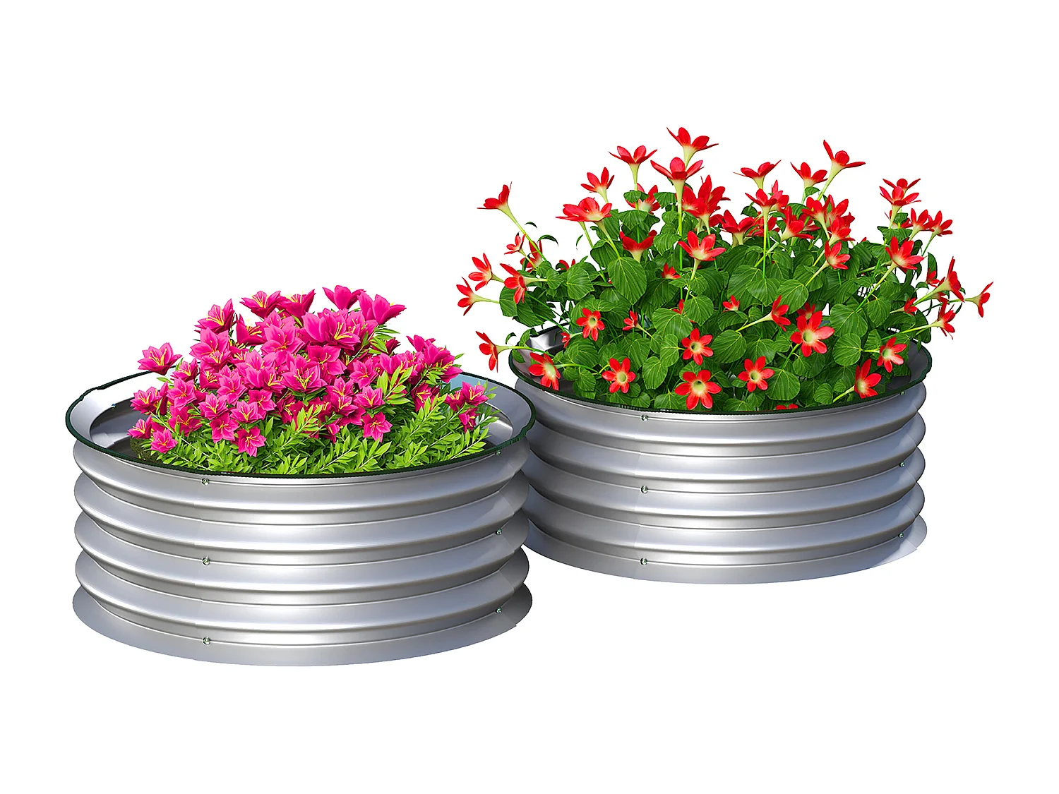 Set 2 letti per orto rialzato con fondo aperto in acciaio ø60x30cm