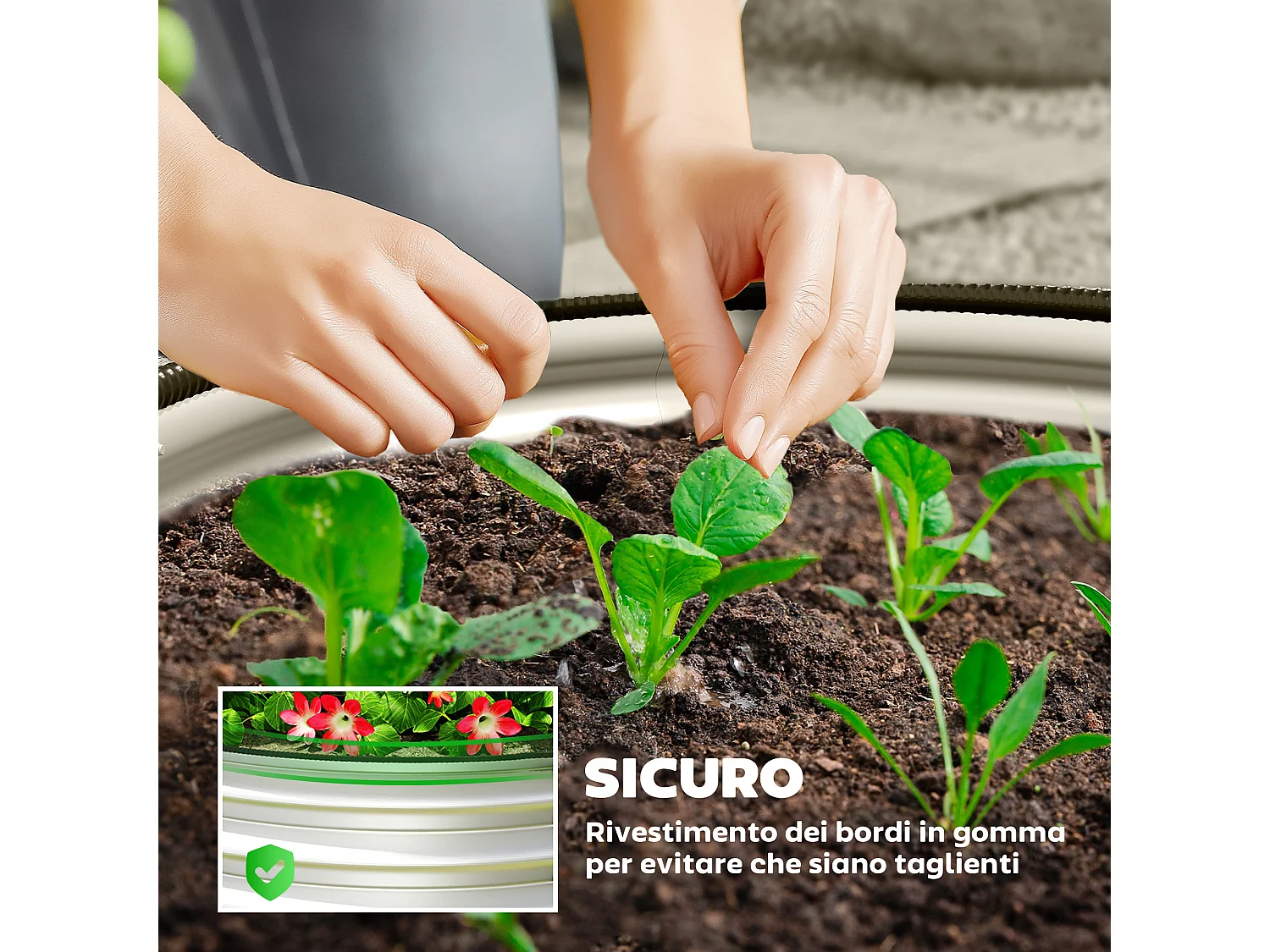 Set 2 letti per orto rialzato con fondo aperto in acciaio ø60x30cm