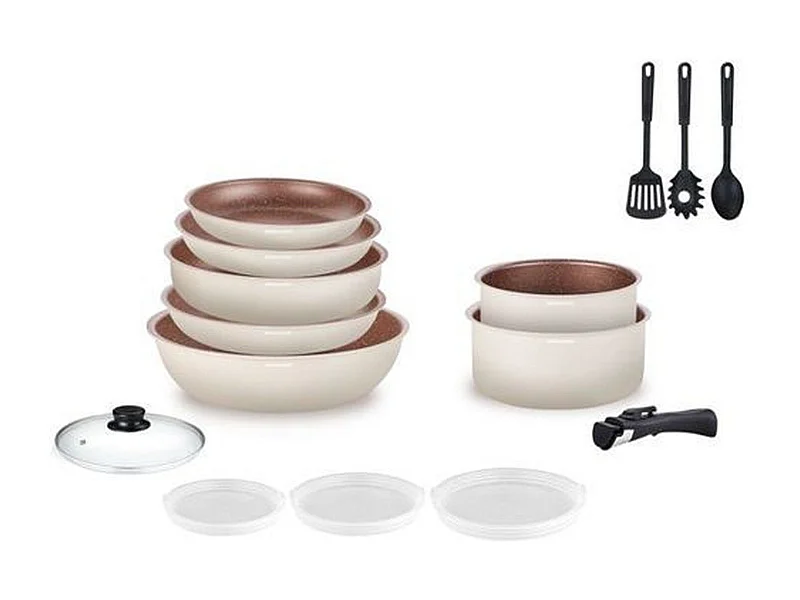 Batterie de cuisine 18 pièces crème