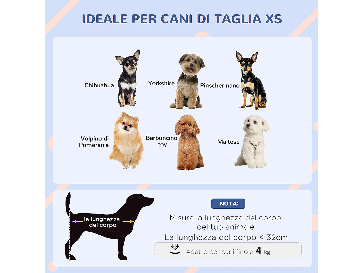 Cuccia per cani taglia piccola da esterno in polietilene blu e bianco