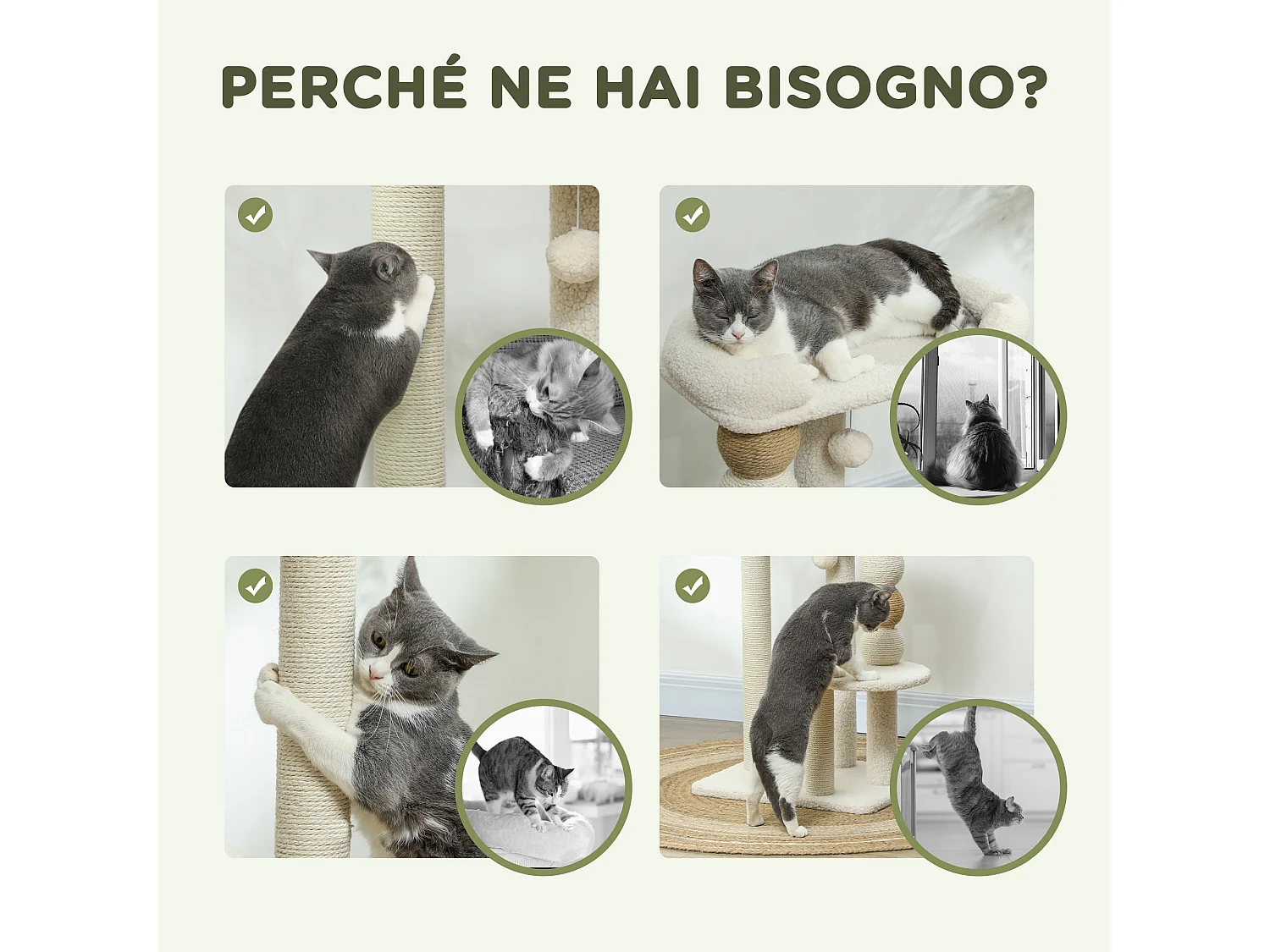 Torre per gatti con lettino superiore piattaforma e pallina beige