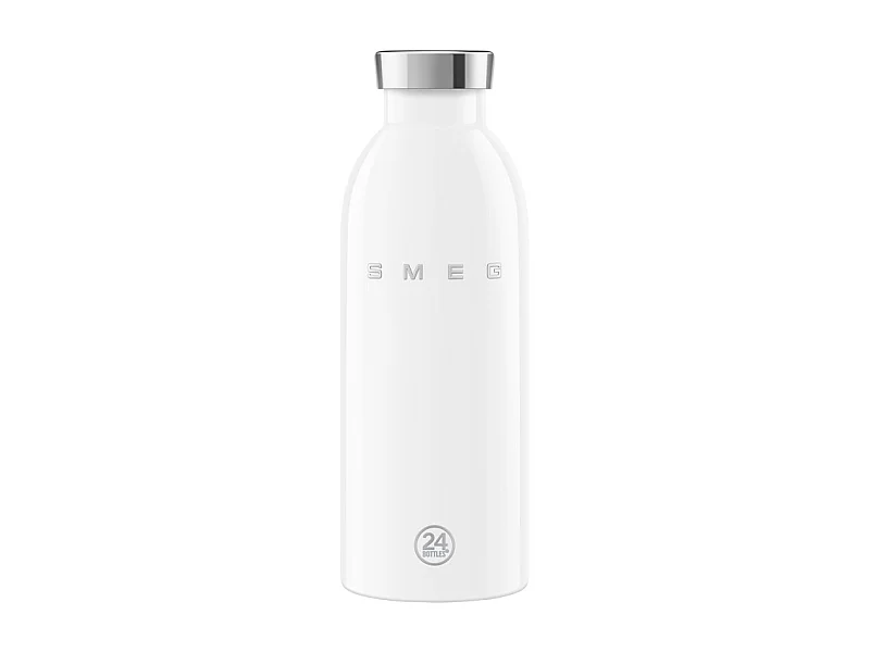 Bottiglia termica SMEG in acciaio inox bianca 0,5L doppia parete, mantiene caldo 12h e freddo 24h