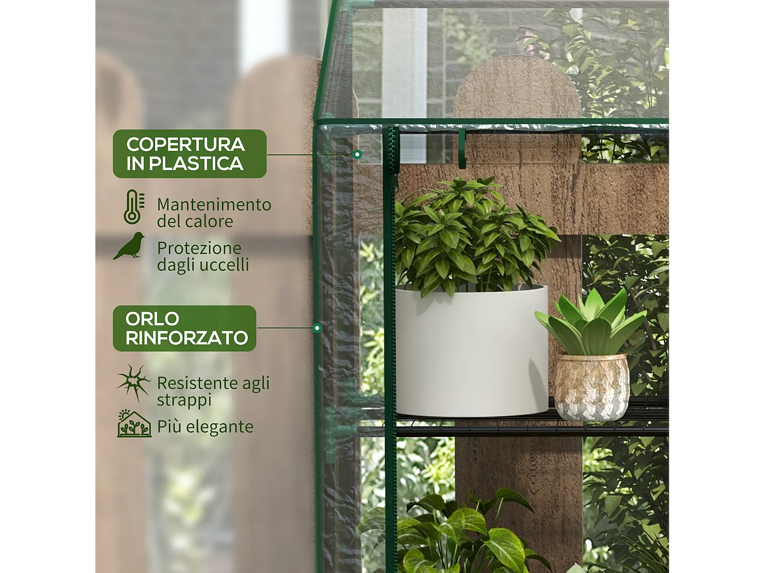 Serra da giardino 6 ripiani e copertura in PE 143x46x151cm trasparente