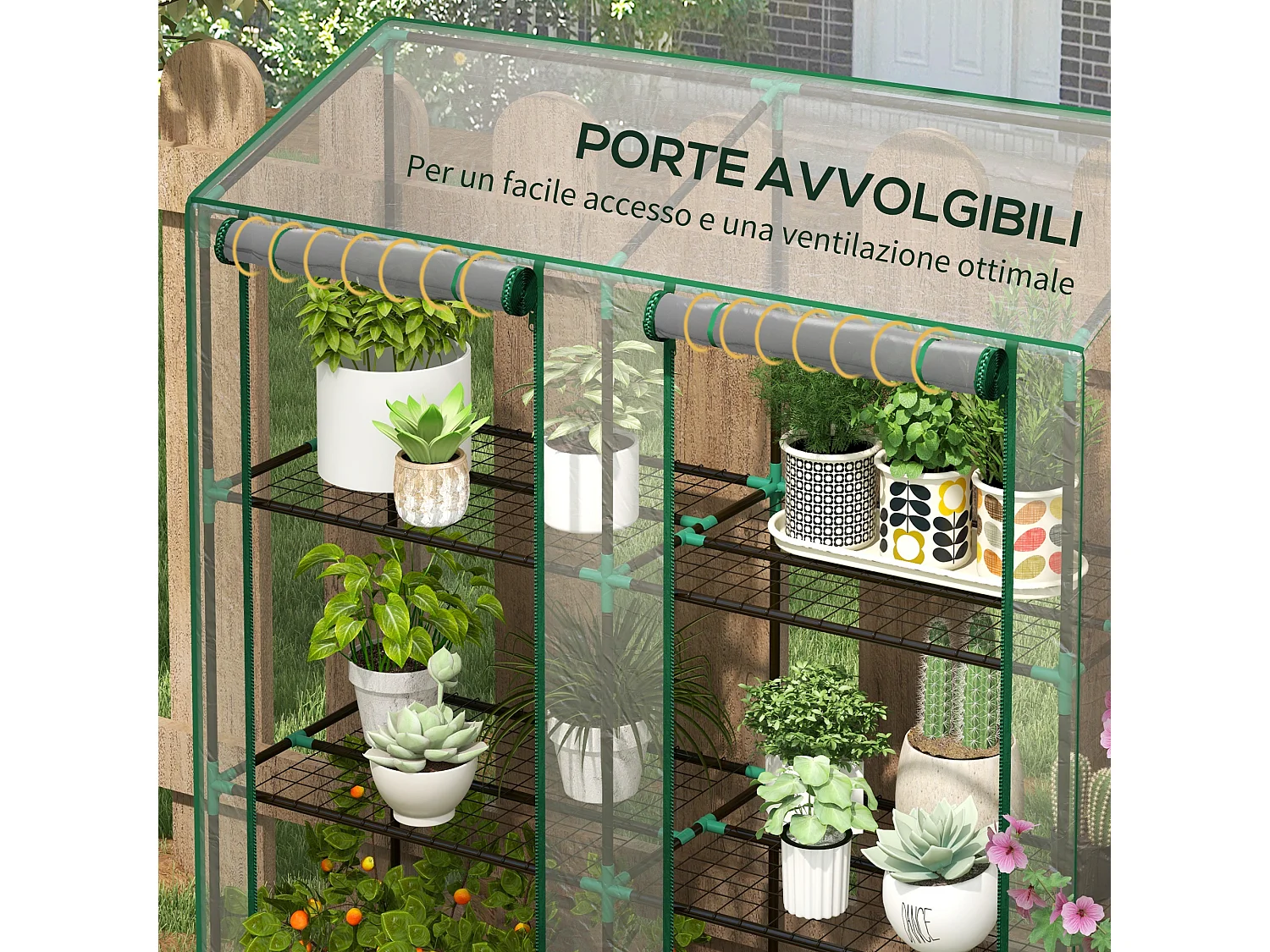 Serra da giardino 6 ripiani e copertura in PE 143x46x151cm trasparente