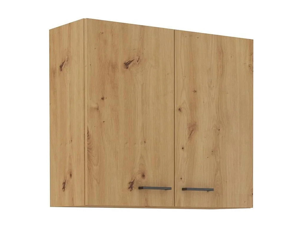 Hängeschrank MODENA 80 cm Artisan-Eiche und matt Schwarz, 2 Flügeltüren, verstellbare Einlegeböden, Soft-Close