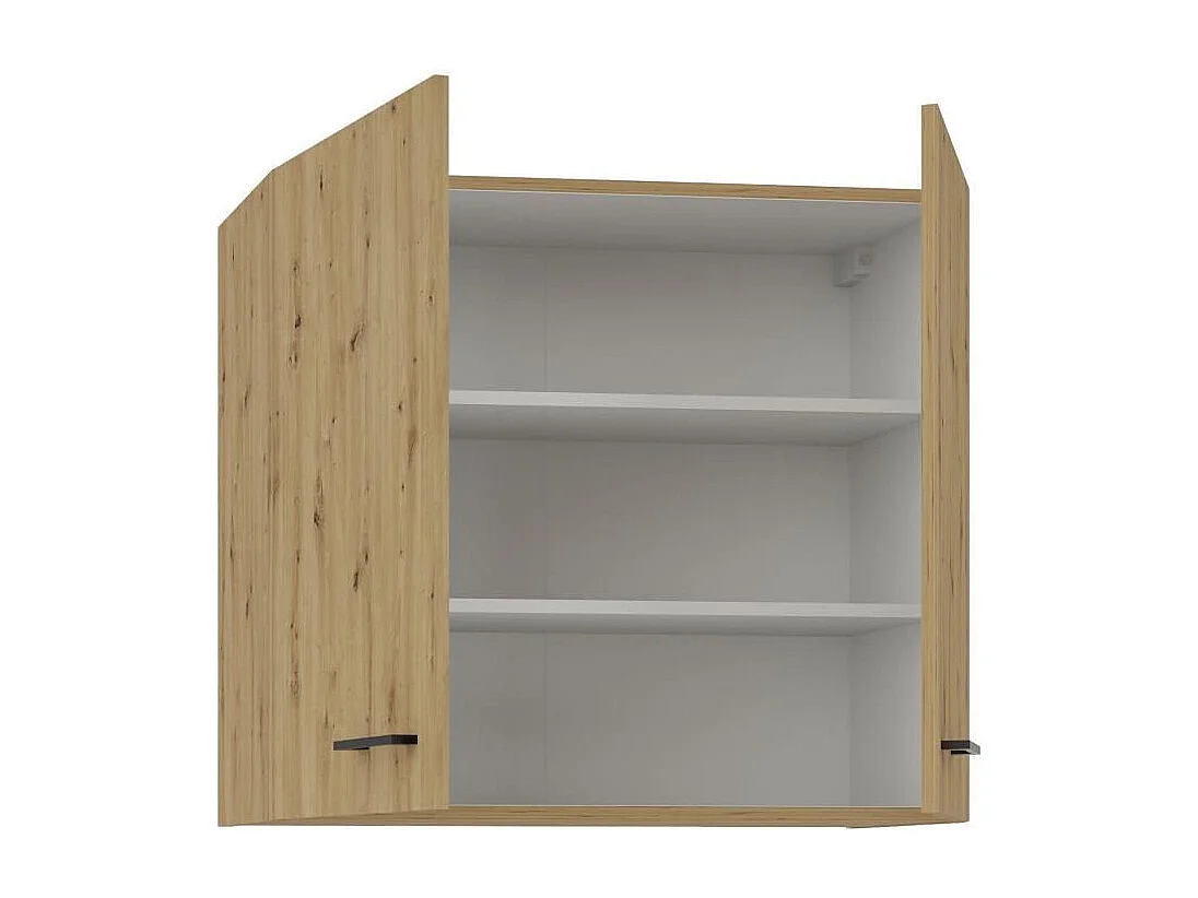 Hängeschrank MODENA 80 cm Artisan-Eiche und matt Schwarz, 2 Flügeltüren, verstellbare Einlegeböden, Soft-Close