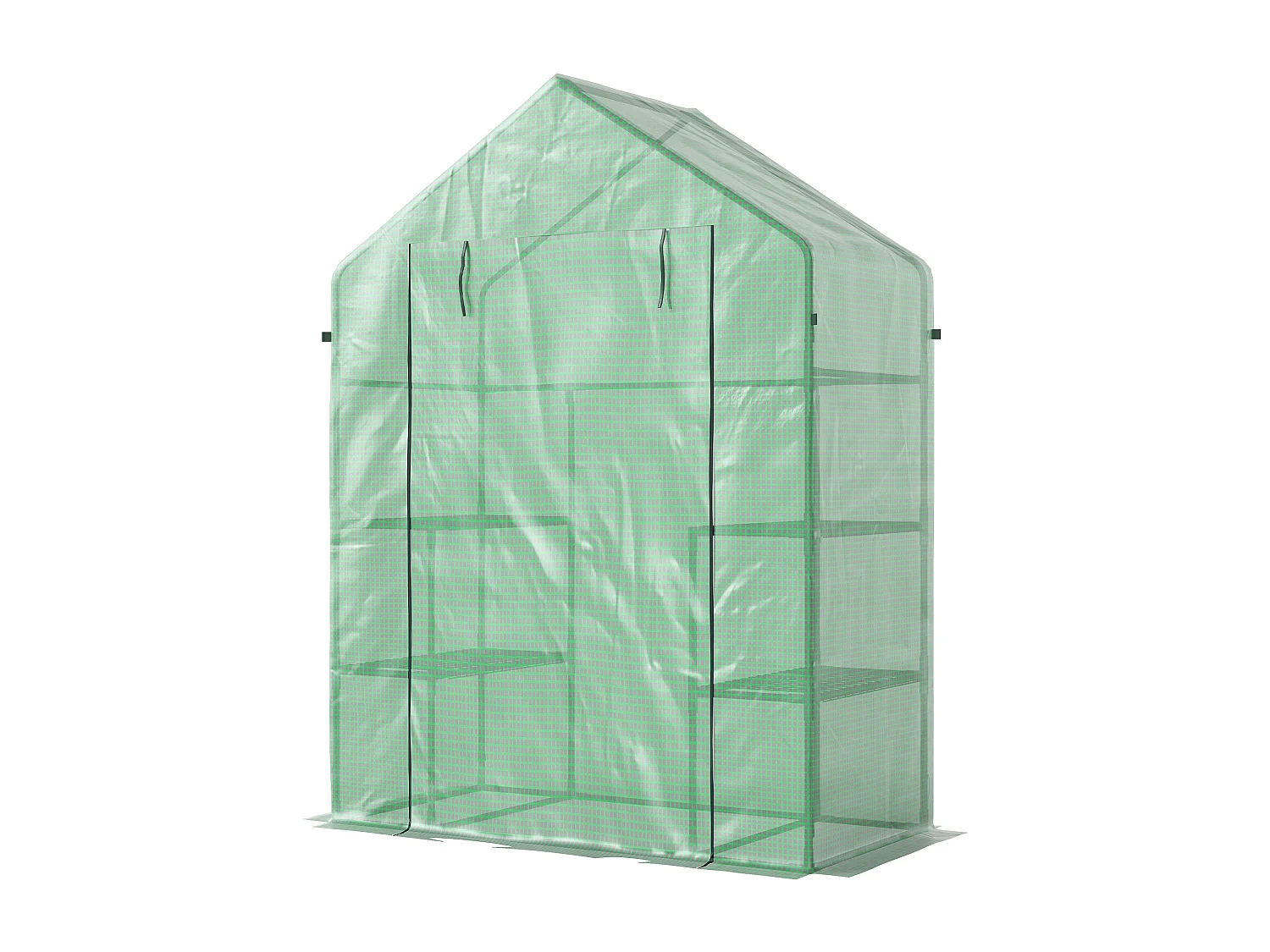 Serra da giardino con 2 mensole a 3 livelli in acciaio e pe verde