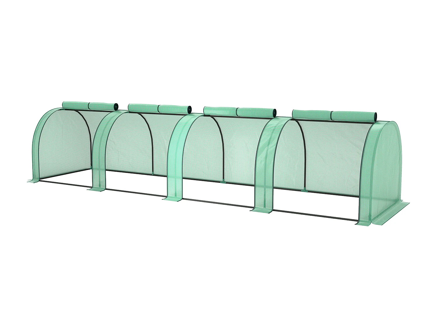 Serra a tunnel in acciaio copertura in plastica e 4 porte verde