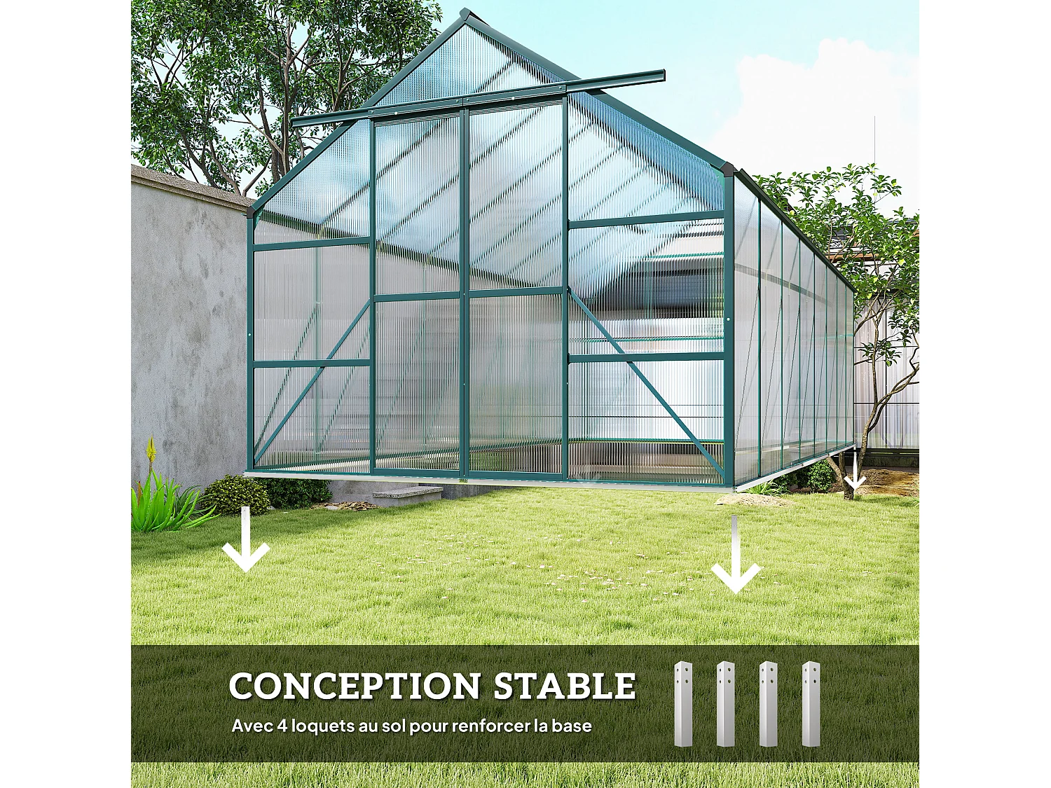 Serra per piante policarbonato 244x500x216cm porta scorrevole