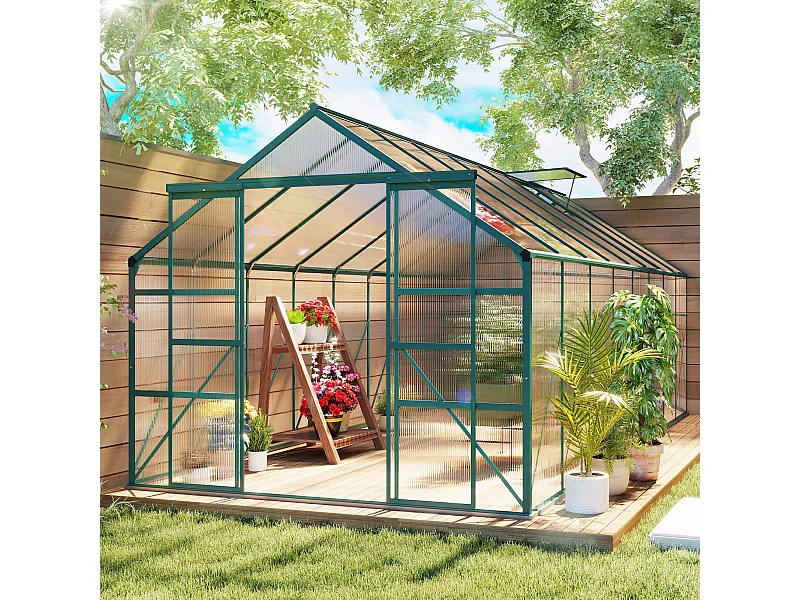 Serra per piante policarbonato 244x500x216cm porta scorrevole