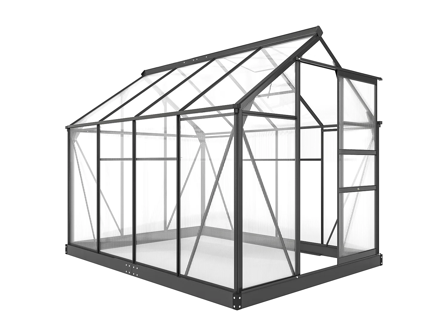 Serra da giardino con porta scorrevole 190x252x201 cm in pc grigio