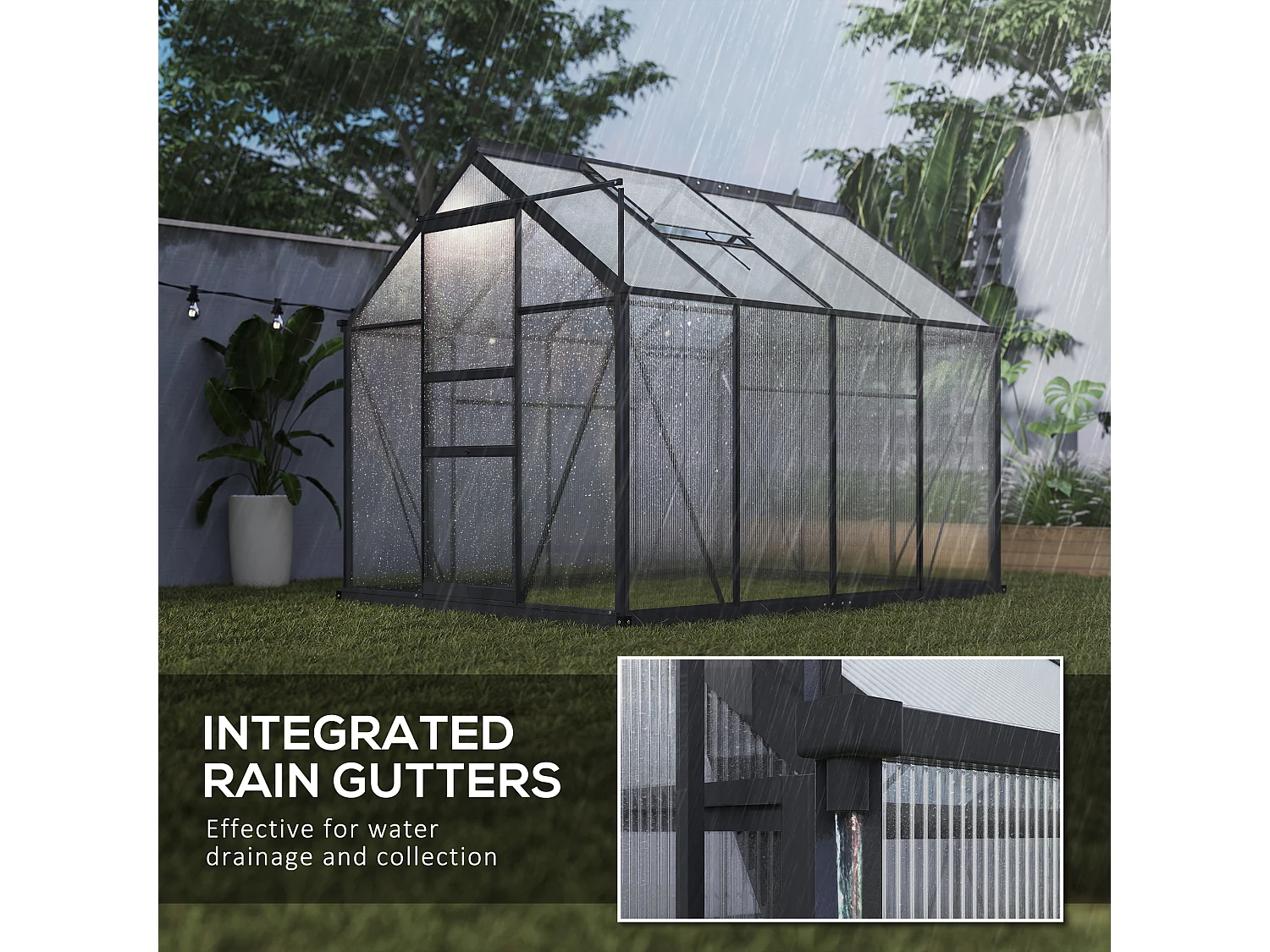 Serra da giardino con porta scorrevole 190x252x201 cm in pc grigio