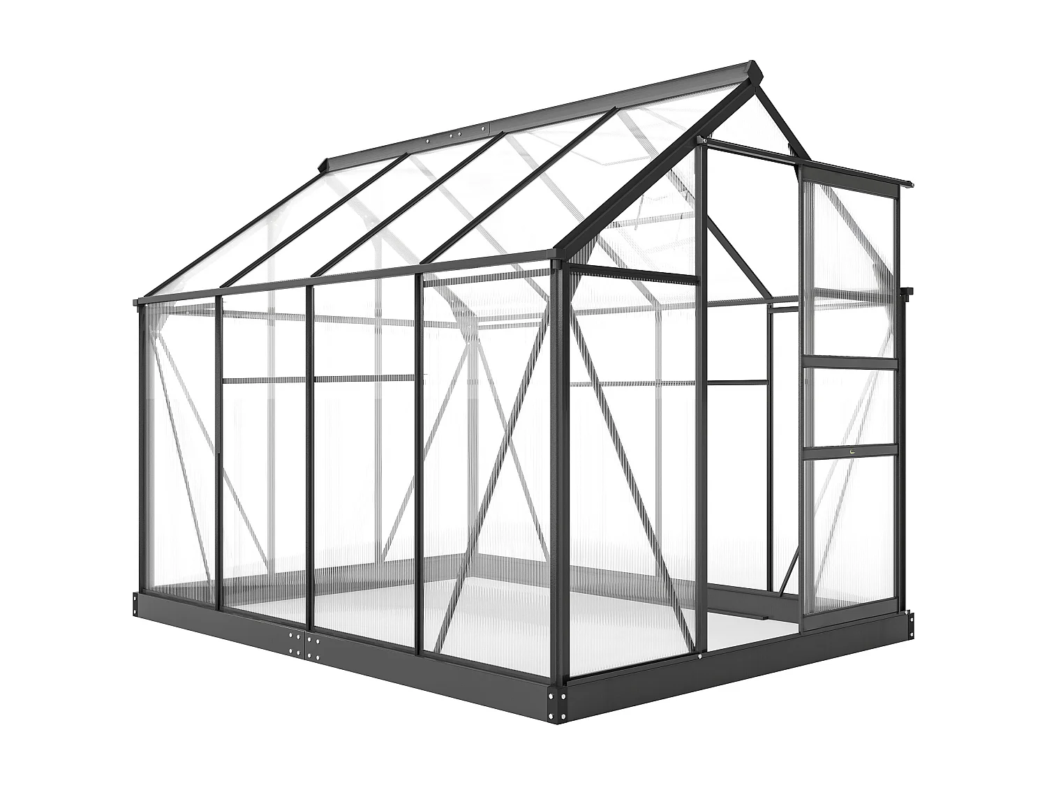 Serra da giardino con porta scorrevole 190x252x201 cm in pc grigio