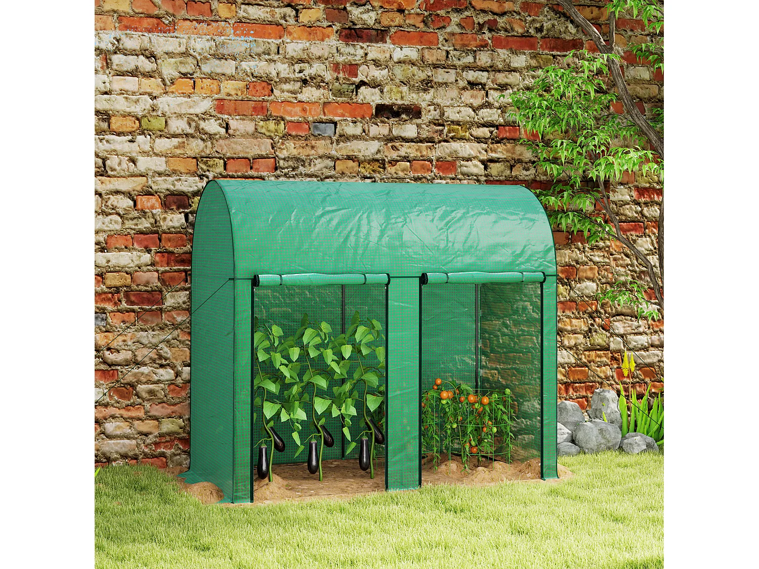 Serra da giardino con 2 porte avvolgibili 2x1x1.78 Verde