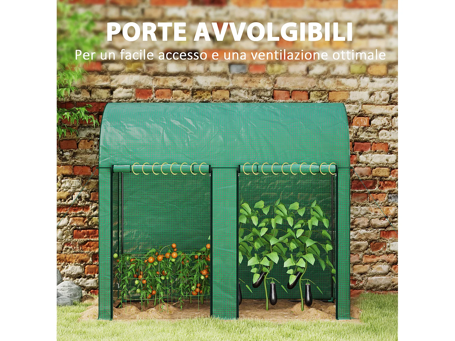 Serra da giardino con 2 porte avvolgibili 2x1x1.78 Verde
