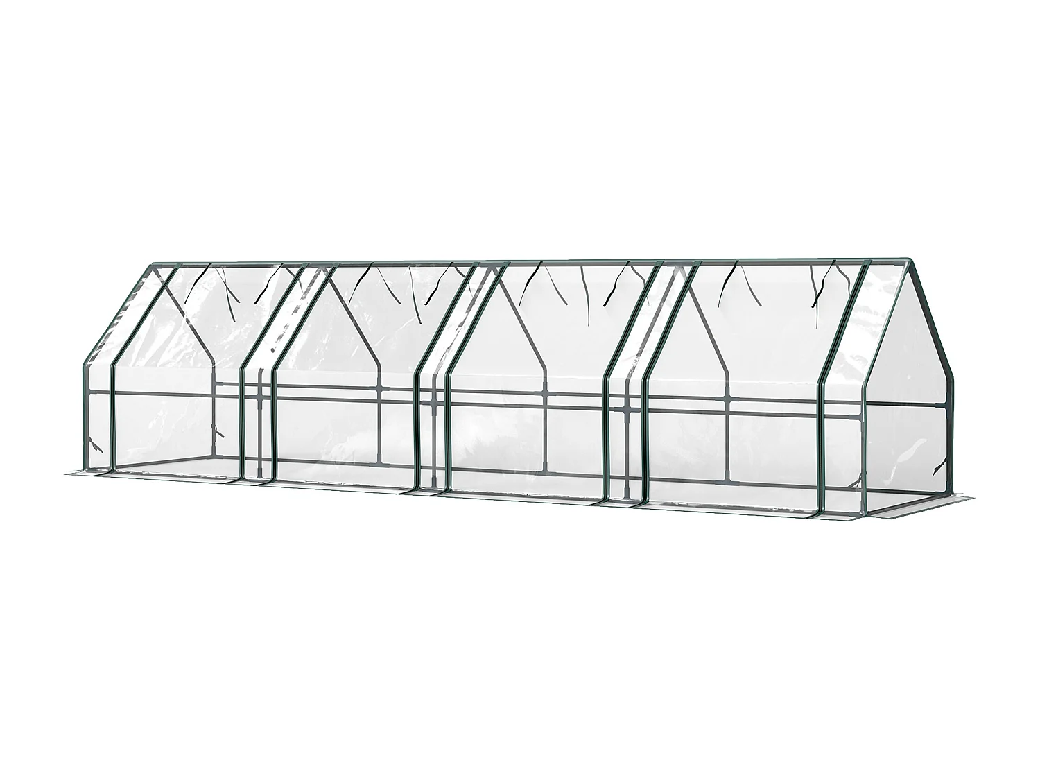 Mini serra da giardino a 4 porte in acciaio e pe trasparente