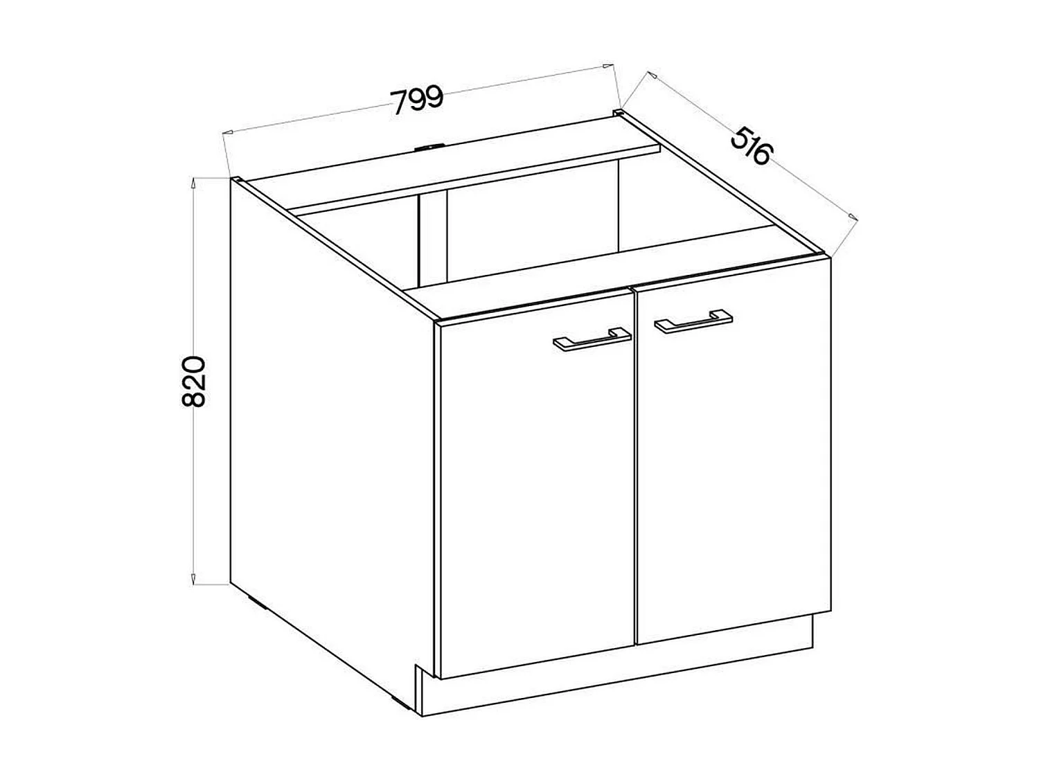 Unterschrank MODENA 80 cm 2 Flügeltüren Eiche Artisan und matt Schwarz, Soft-Close, einfache Montage