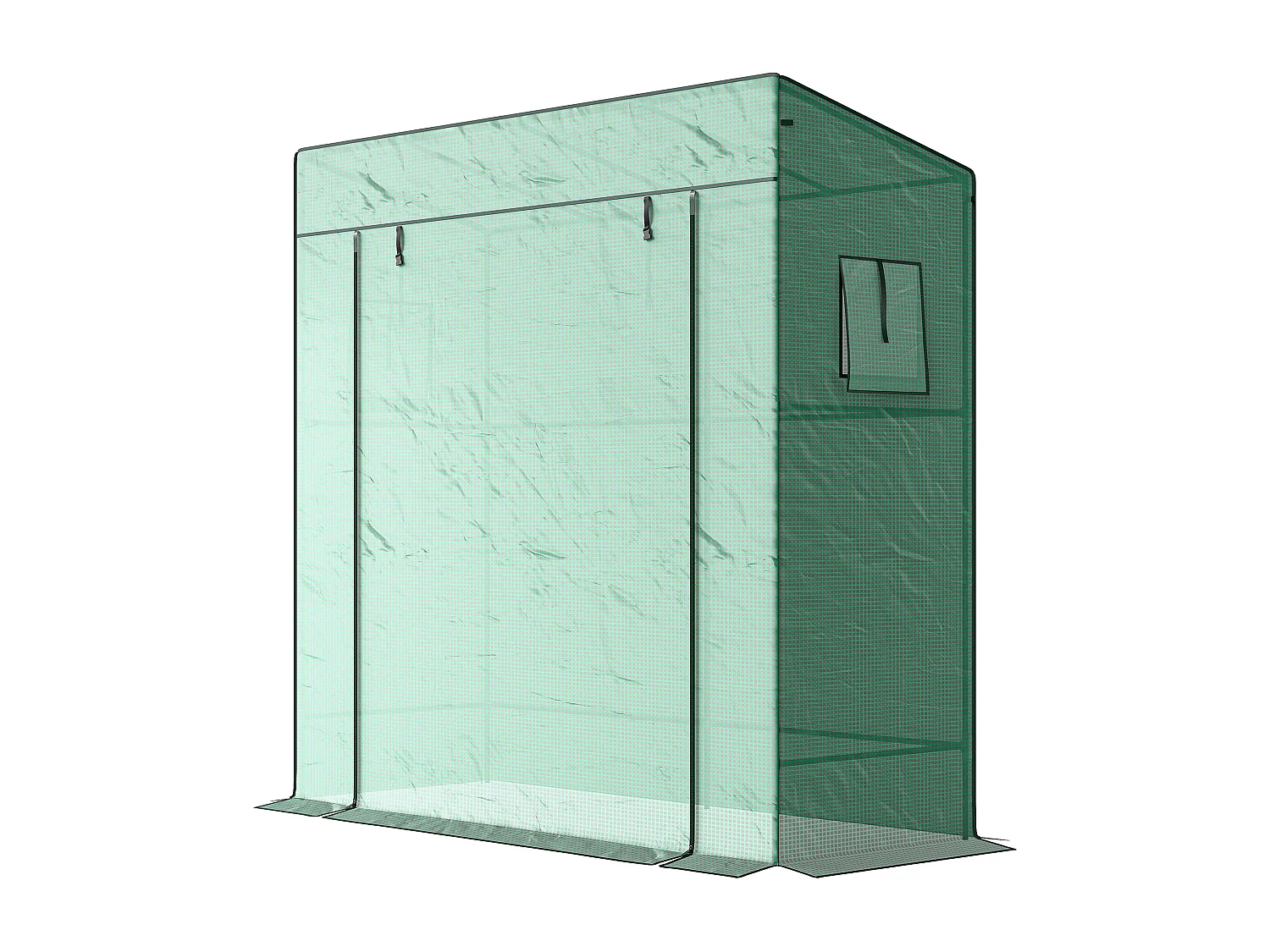 Serra per piante con 2 finestre a rete e porta avvolgibile verde