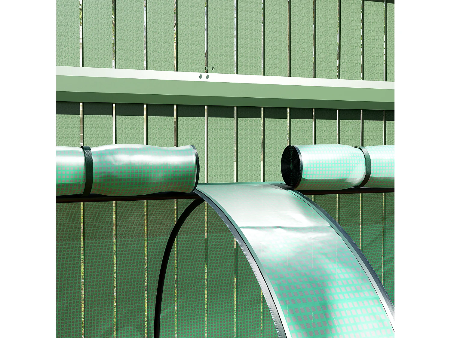 Serra da giardino 3x1x0.8m in acciaio e pp con porte avvolgibili verde