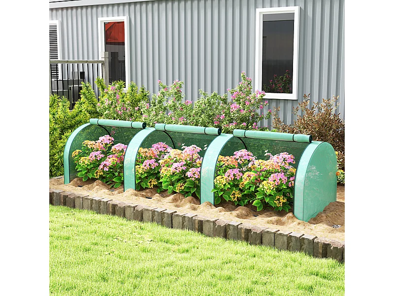 Serra da giardino 3x1x0.8m in acciaio e pp con porte avvolgibili verde
