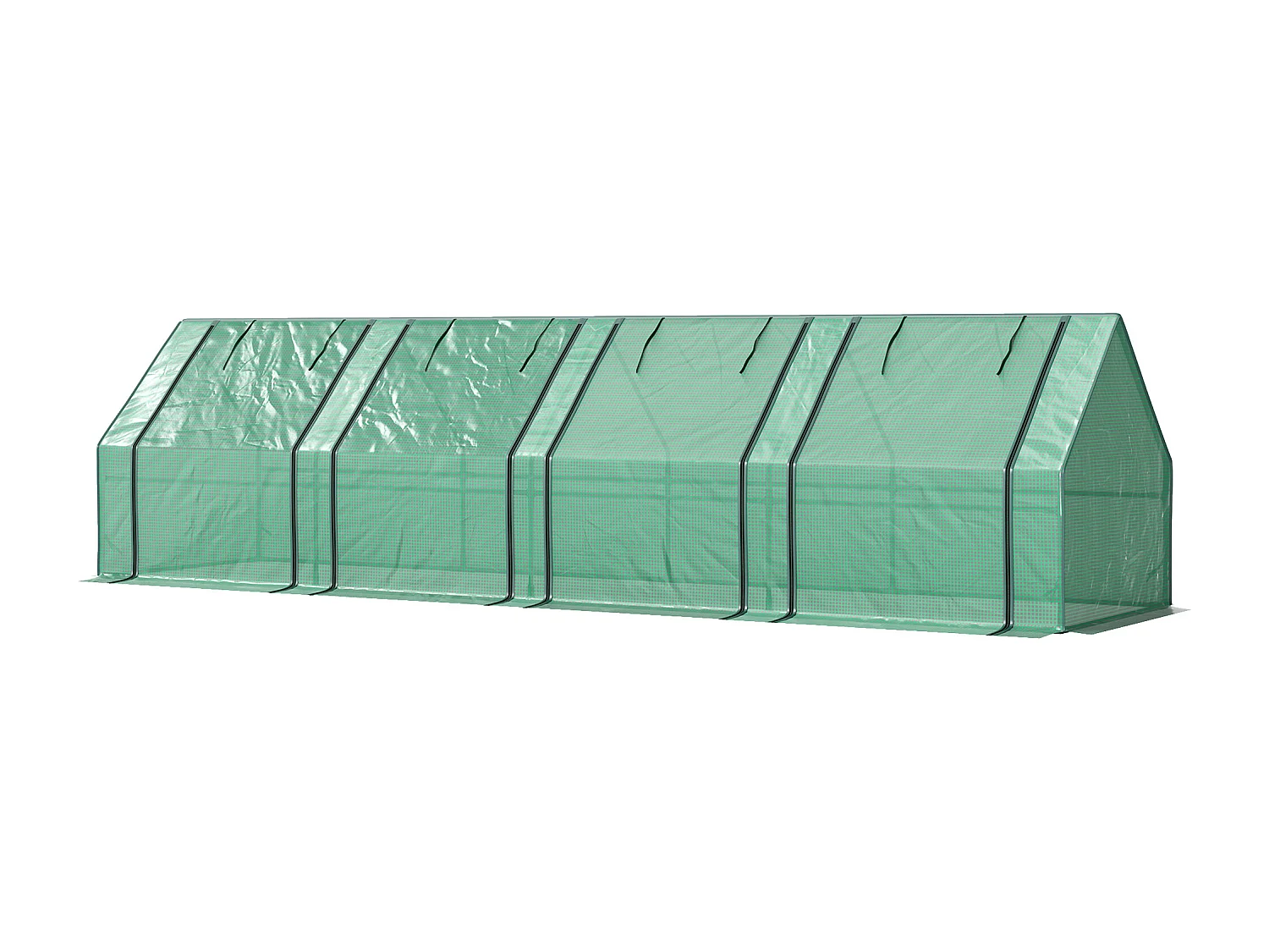 Mini serra da giardino a 4 porte arrotolabili in acciaio e pe verde