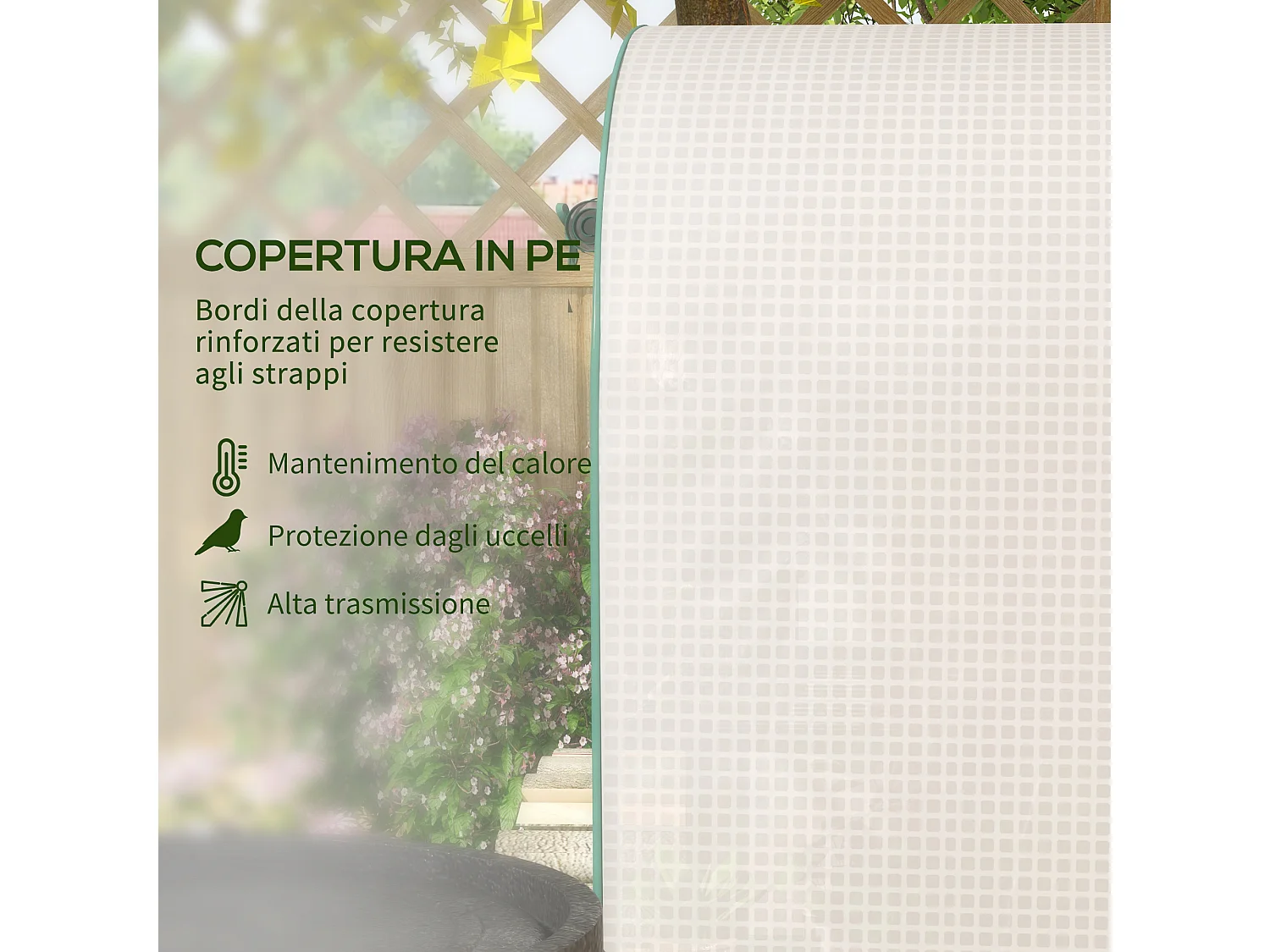 Serra da giardino con 4 ripiani e copertura in pe 80x50x160 cm bianco