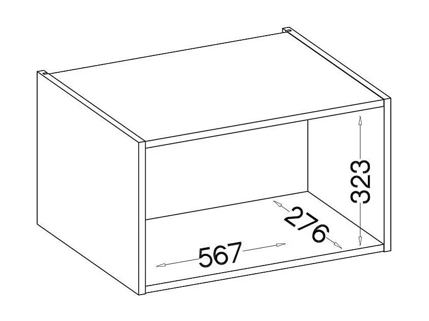 Hoge kast voor afzuigkap MODENA 60 cm ambachtelijk eiken en mat zwart, kanteldeur met demper en geïntegreerde LED-verlichting