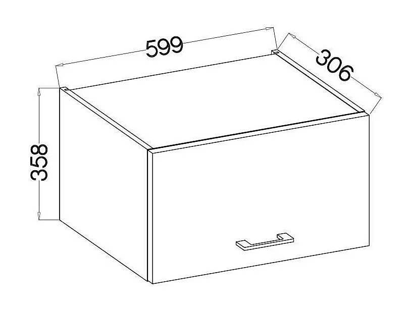 Hoge kast voor afzuigkap MODENA 60 cm ambachtelijk eiken en mat zwart, kanteldeur met demper en geïntegreerde LED-verlichting