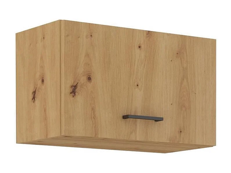 Hoge kast voor afzuigkap MODENA 60 cm ambachtelijk eiken en mat zwart, kanteldeur met demper en geïntegreerde LED-verlichting