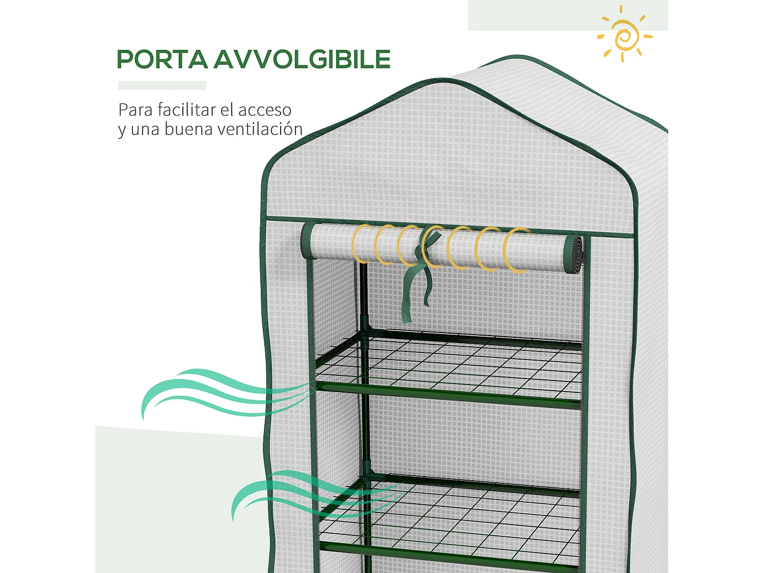 Mini serra da giardino con 3 ripiani e copertura in PE 59x39x127cm