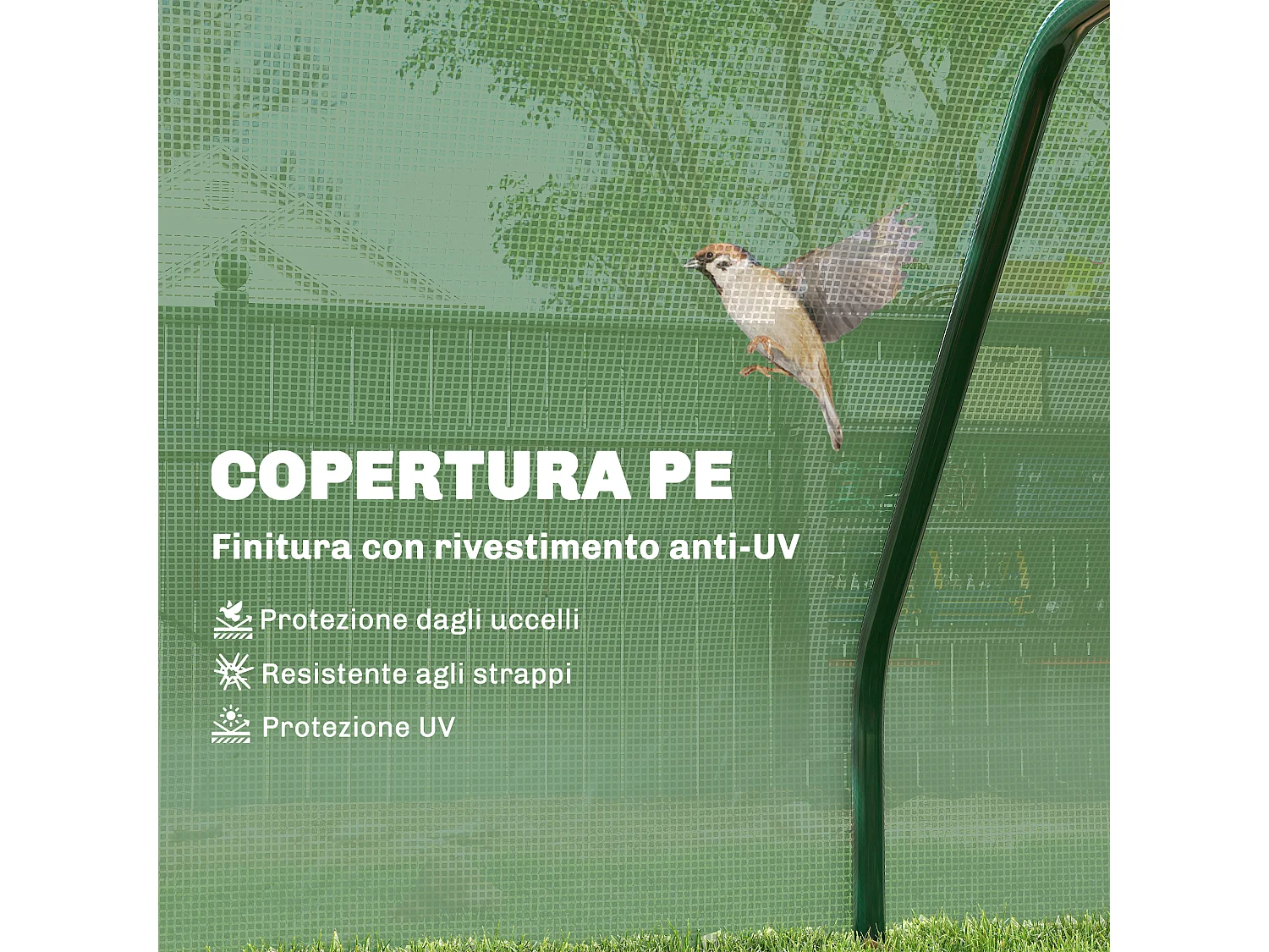 Serra da giardino e orto a tunnel 200x100x80 cm verde