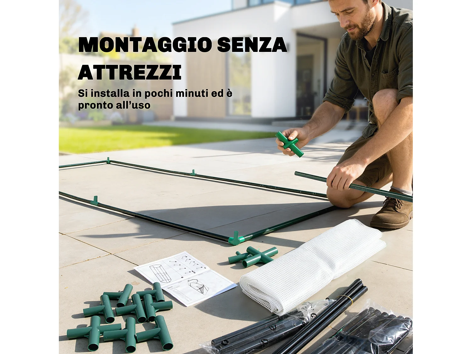 Serra da giardino e orto a tunnel 200x100x80 cm verde