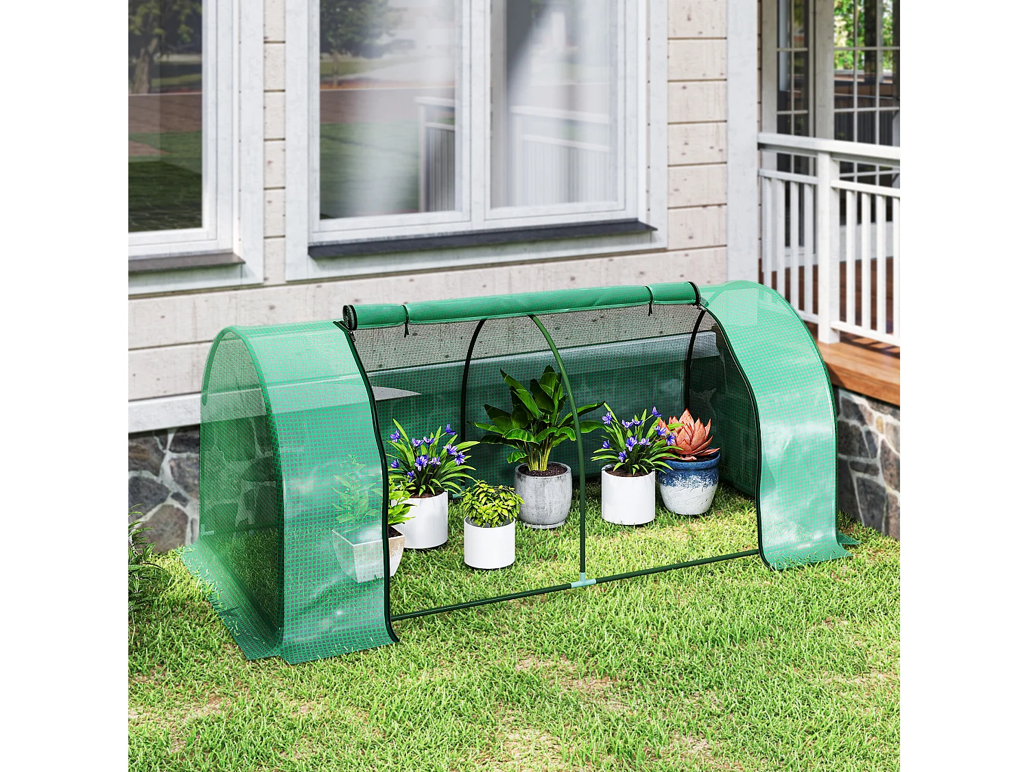 Serra da giardino e orto a tunnel 200x100x80 cm verde