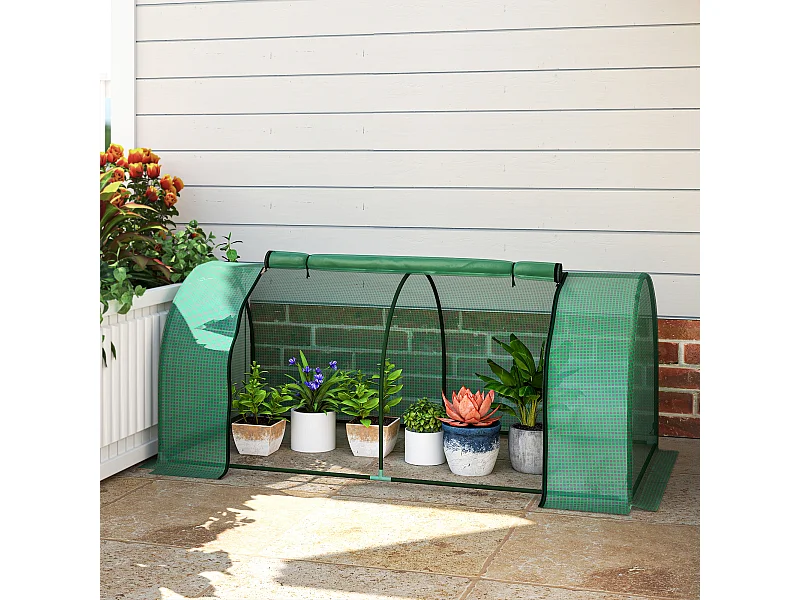 Serra da giardino e orto a tunnel 200x100x80 cm verde