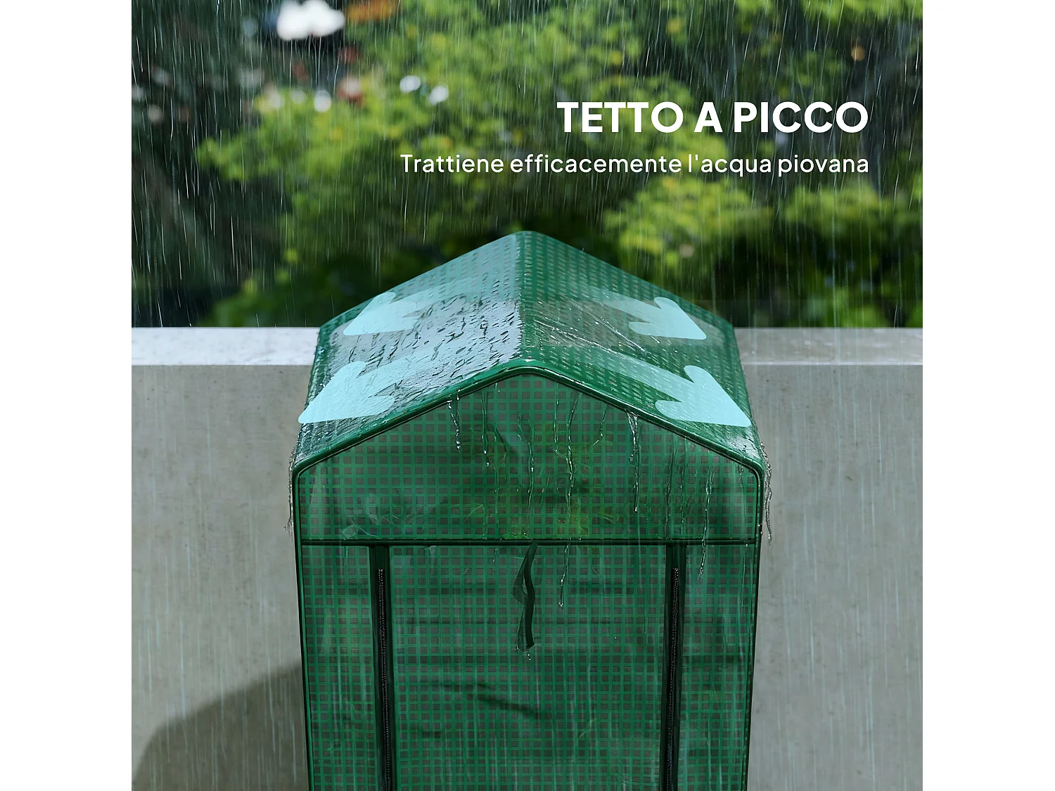 Serra per piante a 5 livelli in acciaio e pe 69x49x193 cm verde