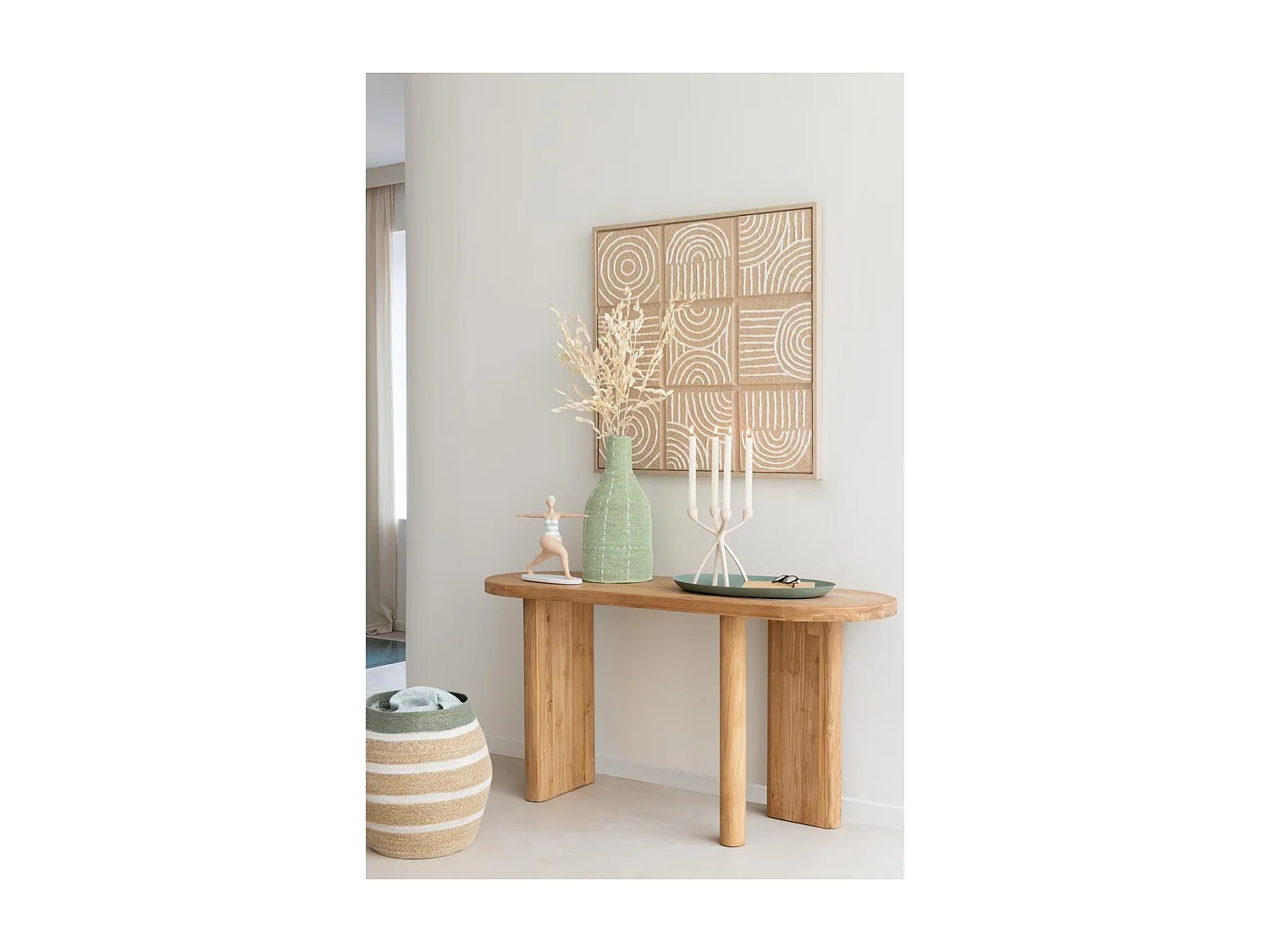 Vase Bouteille Design Pointillés "Jonc de Mer" 50cm Vert