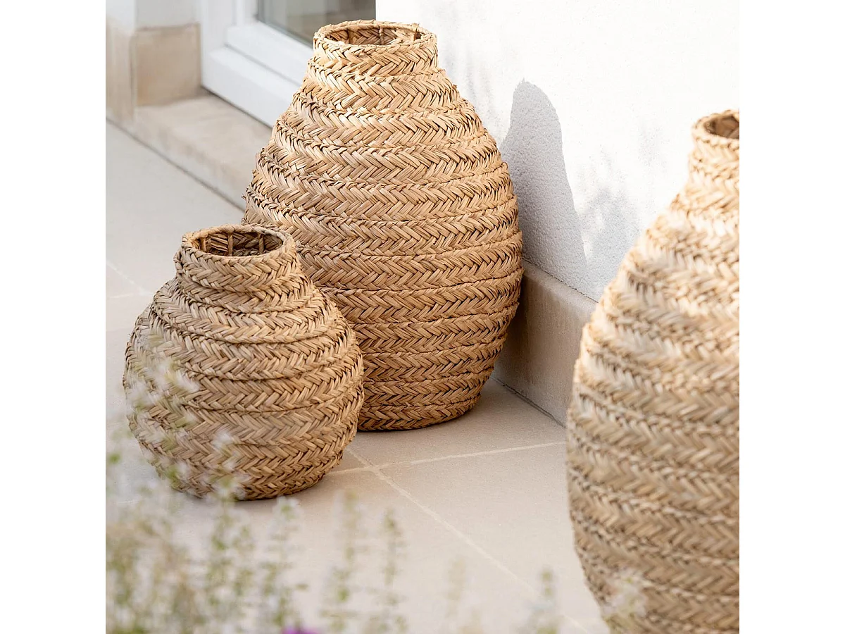 Vase Déco en Jonc "Tressé" 30cm Naturel