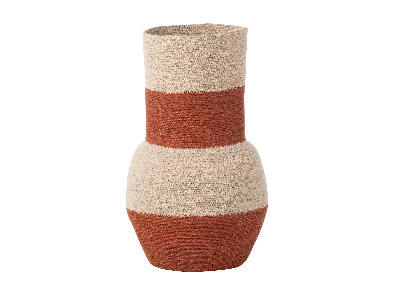 Vase Déco en Jonc "Rayures" 52cm Naturel & Terracotta