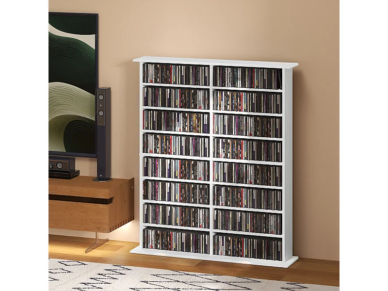 Mobile libreria a 16 ripiani 720 cd in legno 106.5x24x126.3 cm bianco