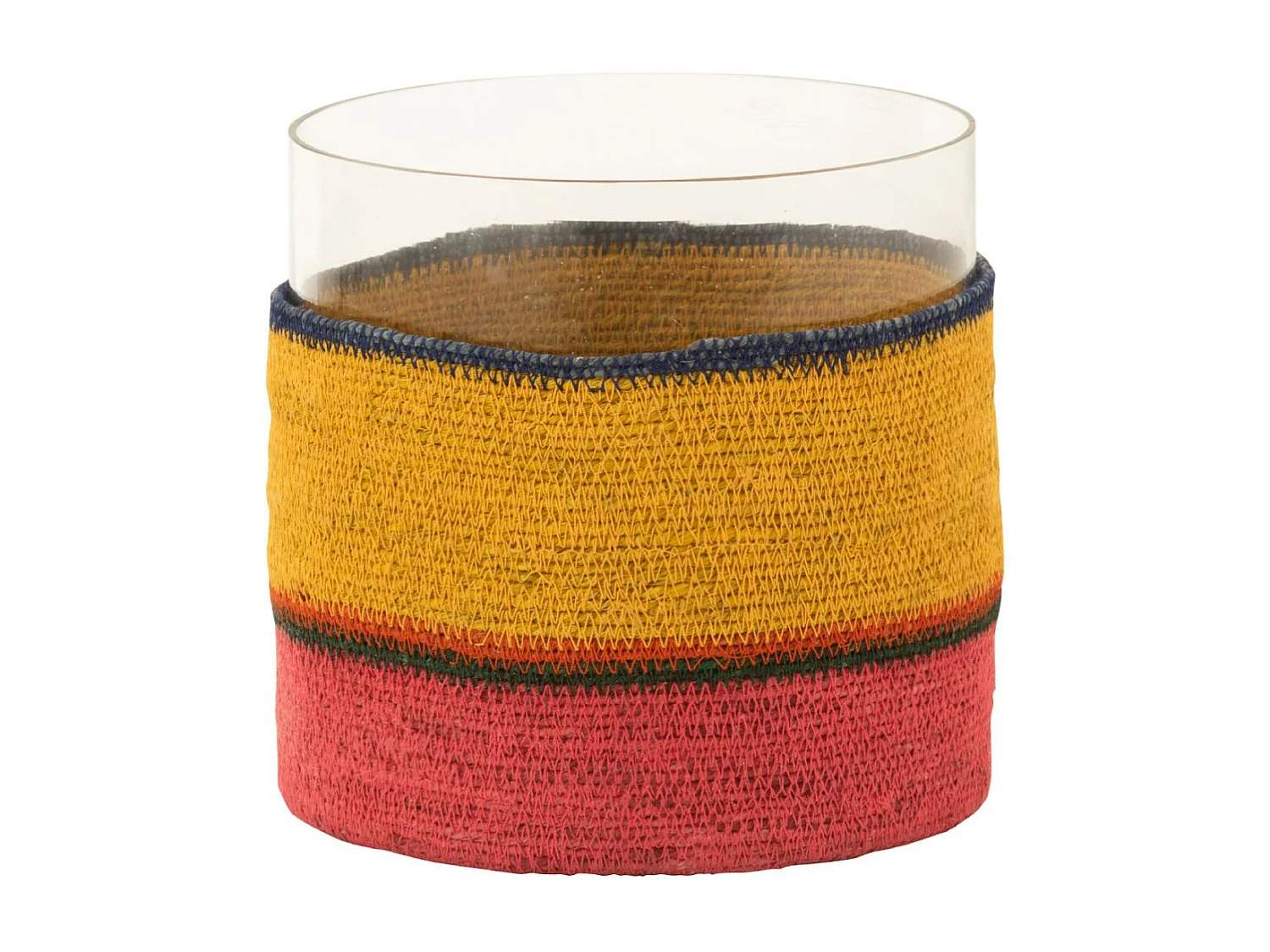 Photophore Déco Jonc de Mer "Deire" 20cm Jaune & Roe