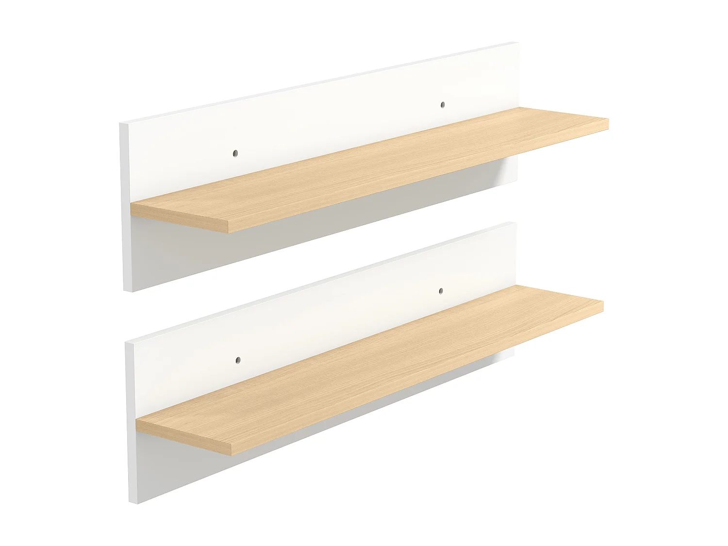 Set 2 mensole da parete per casa e ufficio 80x16.5x20cm bianco e legno