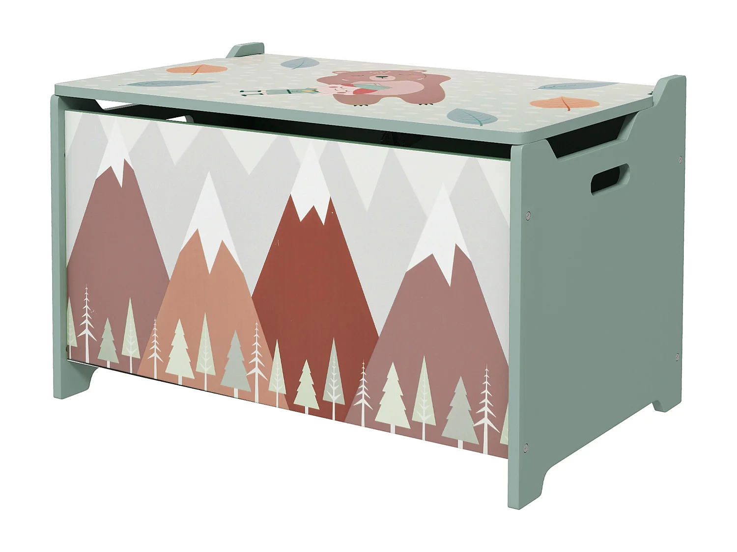 Baule cassapanca portagiochi per bambini in mdf verde