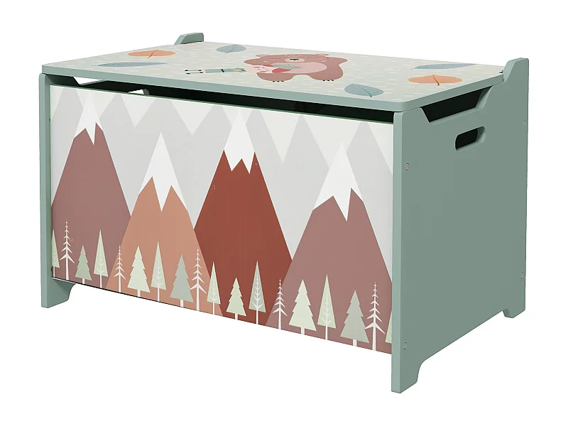 Baule cassapanca portagiochi per bambini in mdf verde