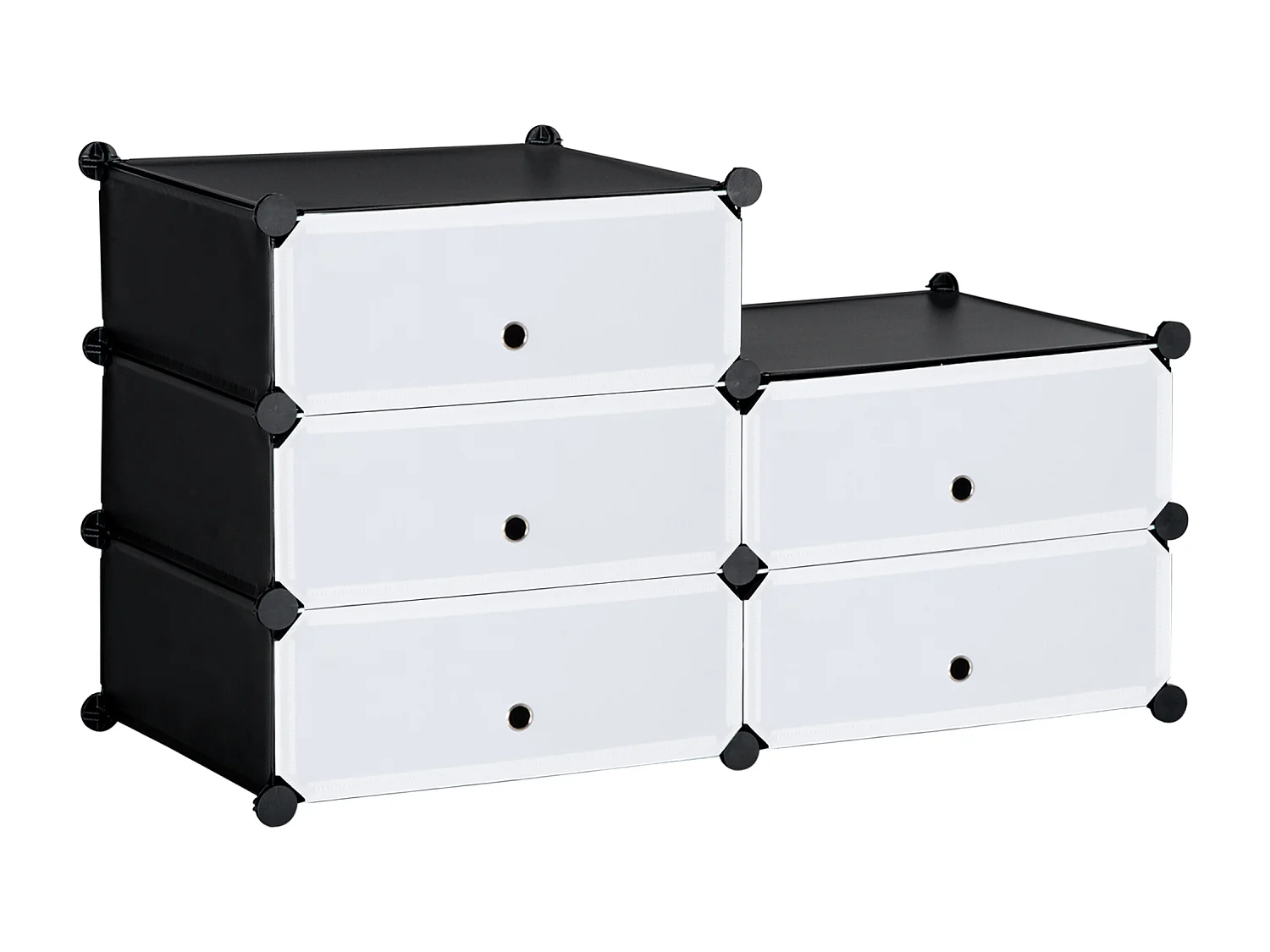 Scarpiera modulare salvaspazio con 6 scatole nero e trasparente